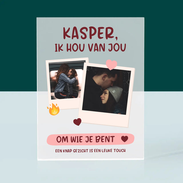 Fotocollage: Ik Hou Van Jou Om Wie Je Bent - Acryl Blok