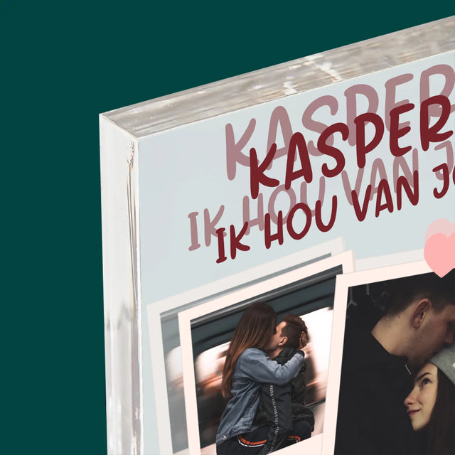 Fotocollage: Ik Hou Van Jou Om Wie Je Bent - Acryl Blok