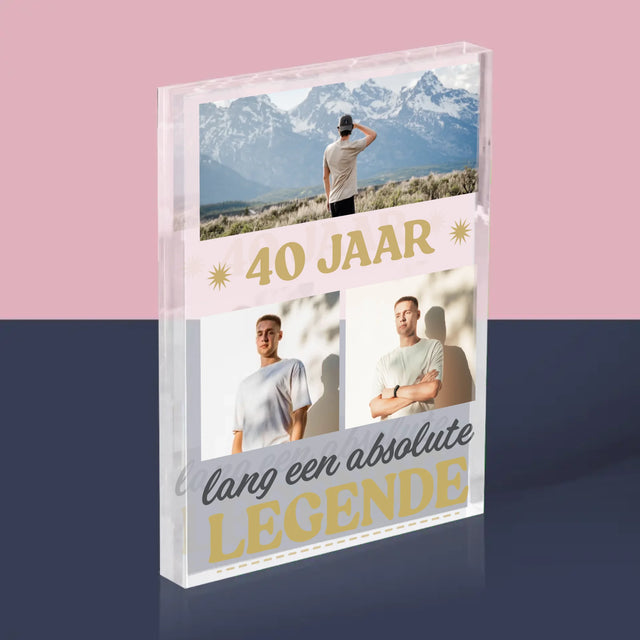 Fotocollage: 40 Jaar Lang Een Legende - Acryl Blok