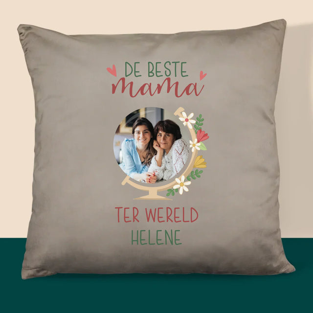 Foto En Handtekening: De Beste Mama Ter Wereld - Kussen 