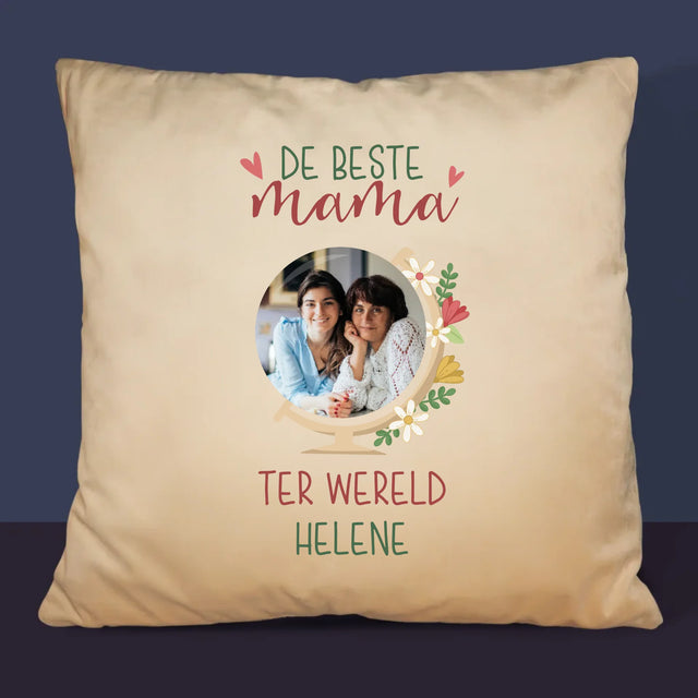 Foto En Handtekening: De Beste Mama Ter Wereld - Kussen 