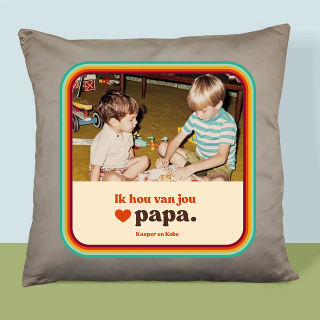 Foto En Handtekening: Ik Hou Van Jou Papa - Kussen 