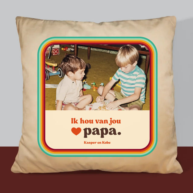 Foto En Handtekening: Ik Hou Van Jou Papa - Kussen 