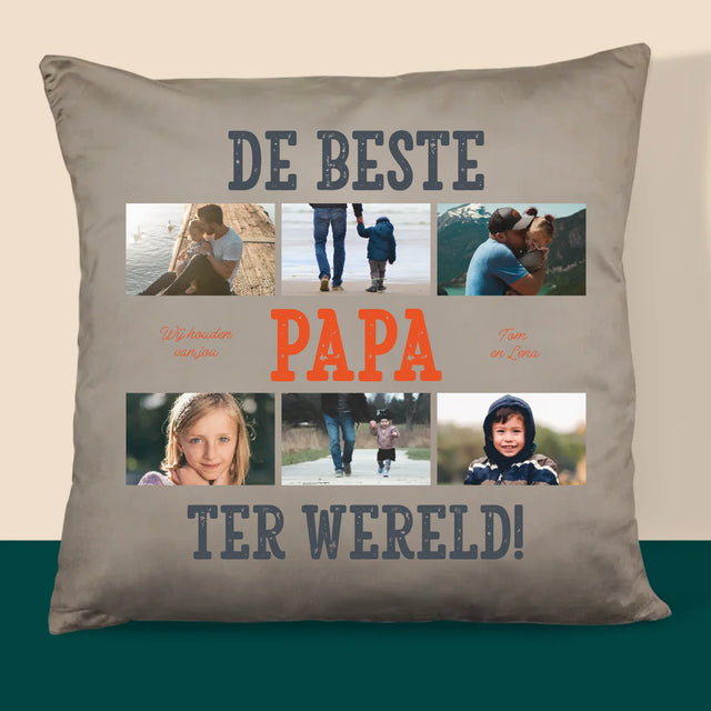 Fotocollage: De Beste Papa Ter Wereld, Foto'S - Kussen 