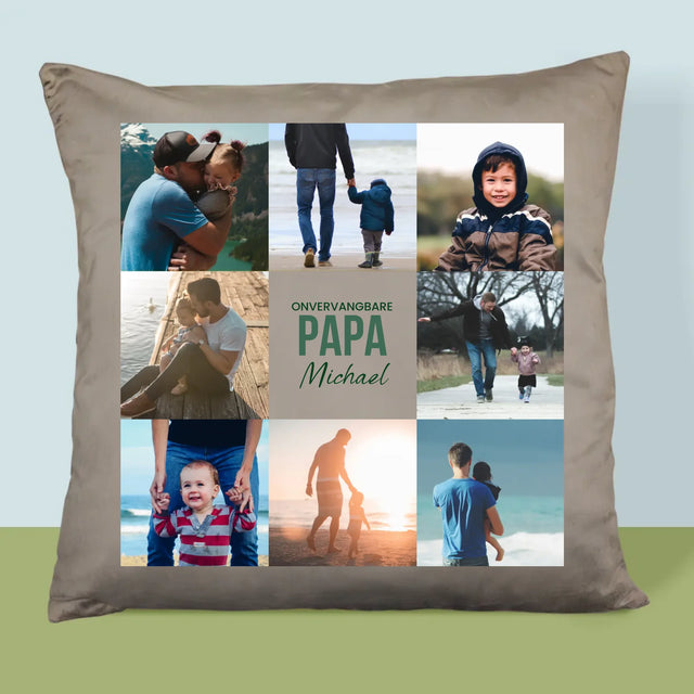 Fotocollage: Onvervangbare Papa - Kussen 