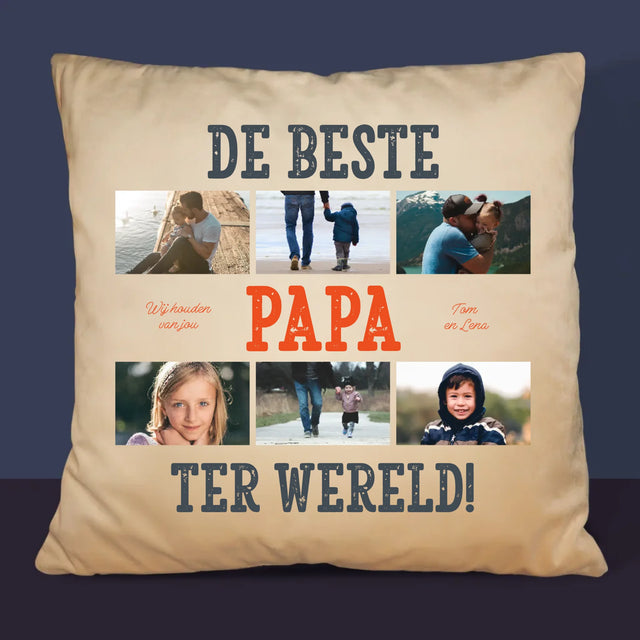 Fotocollage: De Beste Papa Ter Wereld, Foto'S - Kussen 