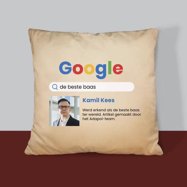 Foto En Handtekening: De Beste Baas Google-Score - Kussen 