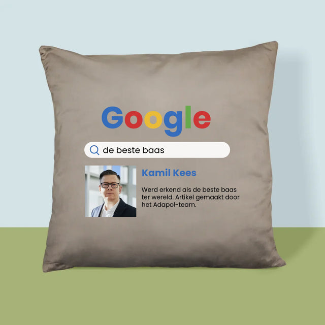 Foto En Handtekening: De Beste Baas Google-Score - Kussen 