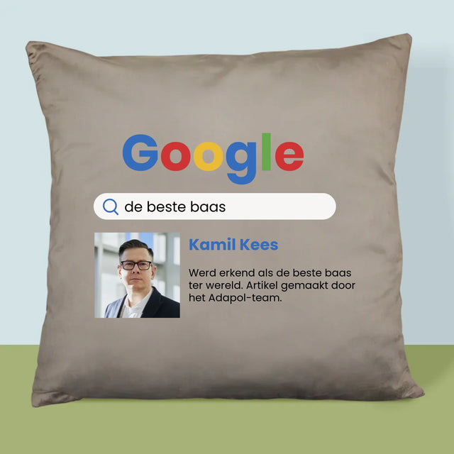 Foto En Handtekening: De Beste Baas Google-Score - Kussen 