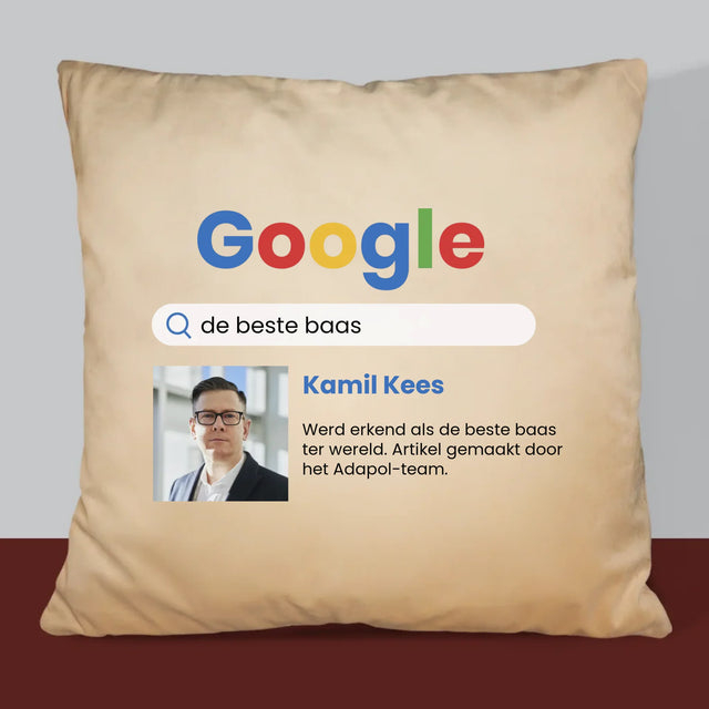 Foto En Handtekening: De Beste Baas Google-Score - Kussen 