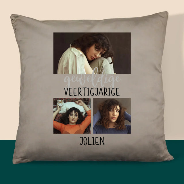 Fotocollage: Geweldige Veertigjarige, Vrouw - Kussen 