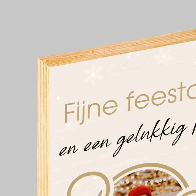 Fotocollage: Gelukkig Nieuwjaar - Afdruk Op Hout (Verticaal)