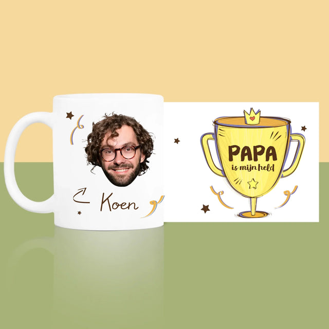 Foto En Handtekening: Papa Een Held - Mok