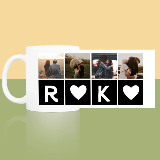 Fotocollage: Liefde Monogram Met Foto'S - Mok