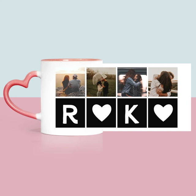 Fotocollage: Liefde Monogram Met Foto'S - Mok