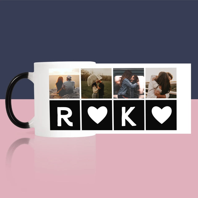 Fotocollage: Liefde Monogram Met Foto'S - Mok