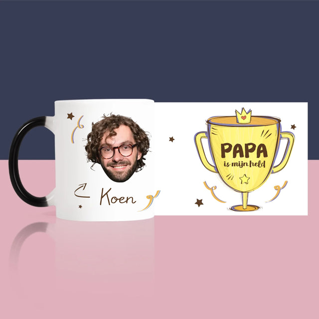 Foto En Handtekening: Papa Een Held - Mok