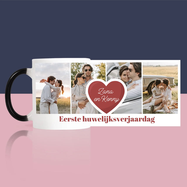 Fotocollage: 1 Jaar Samen - Mok