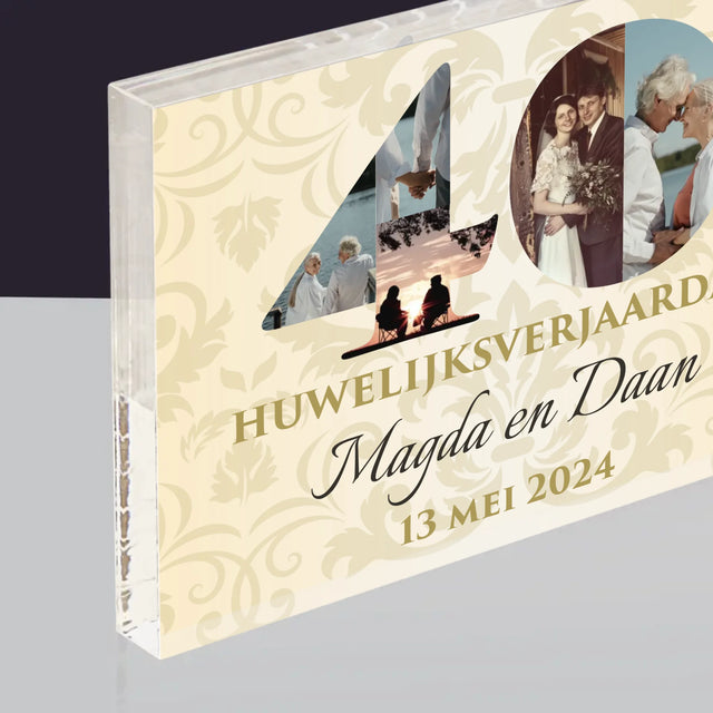 Woord Van Foto'S: 40Ste Huwelijksverjaardag - Acryl Blok
