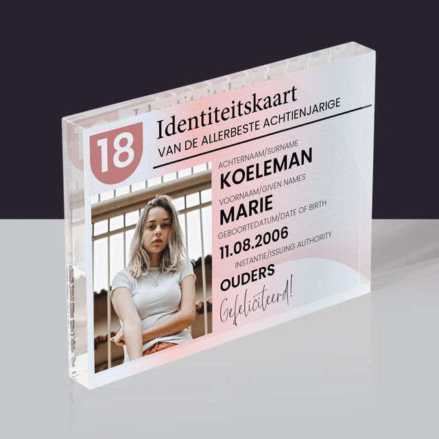 Foto En Handtekening: Identiteitskaart - Acryl Blok