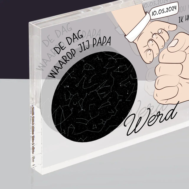 Starrenkaart: De Dag Waarop Jij Papa Werd - Acryl Blok