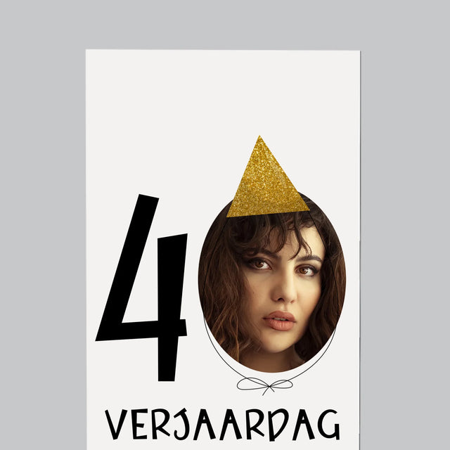 Foto En Handtekening: 40 Verjaardag Pet - Koelkast Magneet