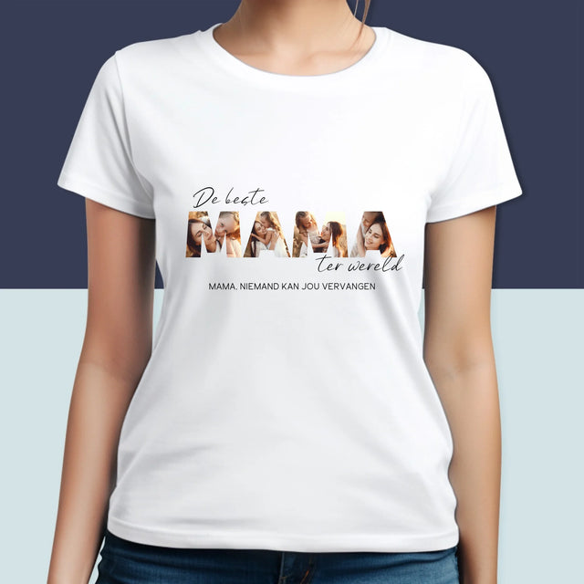 Woord Van Foto'S: Foto'S De Beste Mama Ter Wereld - T-Shirt Voor Dames