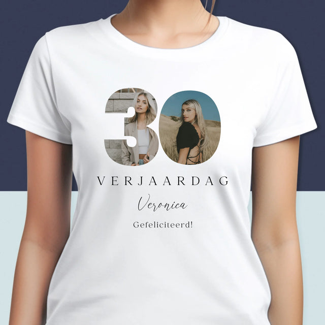 Woord Van Foto'S: 30E Verjaardag Handtekening - T-Shirt Voor Dames