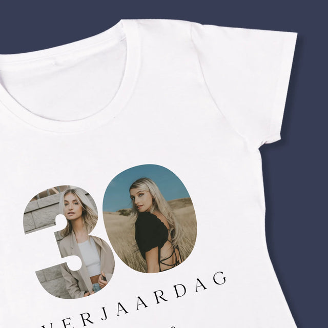 Woord Van Foto'S: 30E Verjaardag Handtekening - T-Shirt Voor Dames