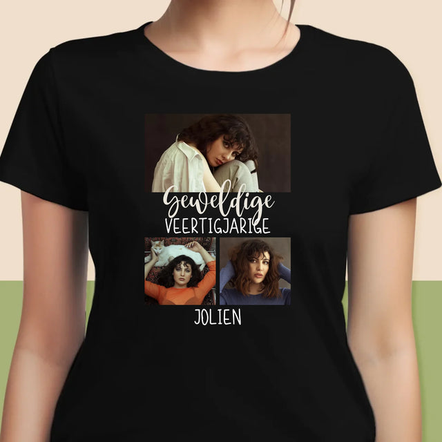 Fotocollage: Geweldige Veertigjarige, Vrouw - T-Shirt Voor Dames