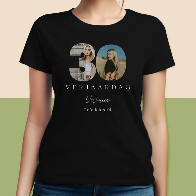 Woord Van Foto'S: 30E Verjaardag Handtekening - T-Shirt Voor Dames