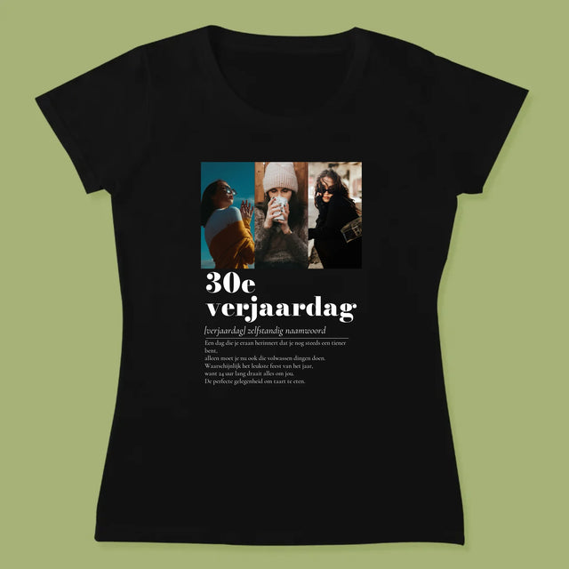Fotocollage: 30E Verjaardag Definitie - T-Shirt Voor Dames