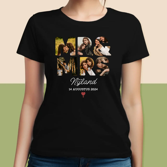 Woord Van Foto'S: Mr&Mrs - T-Shirt Voor Dames