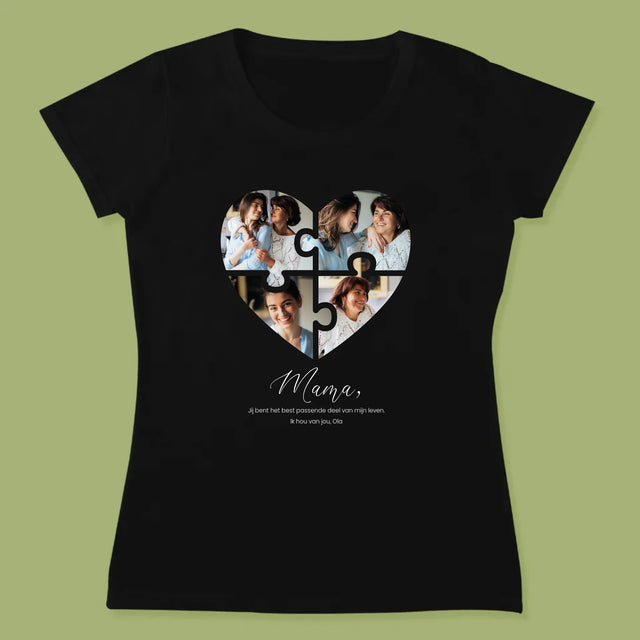Fotocollage: Puzzel Hart, Voor Mama - T-Shirt Voor Dames