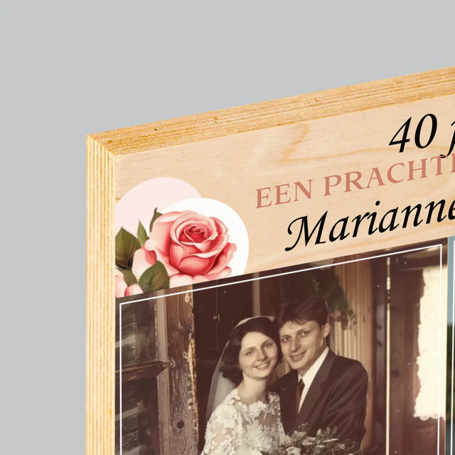 Fotocollage: Jaren Samen - Afdruk Op Hout (Horizontaal)
