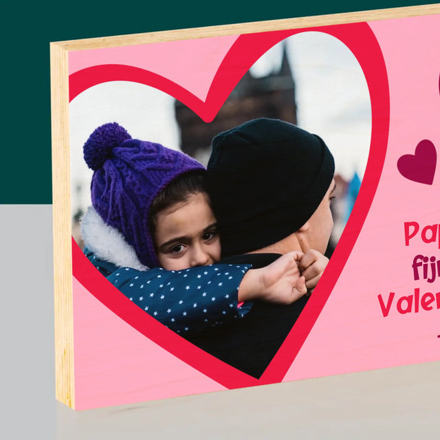 Foto En Handtekening: Valentijn Papa - Afdruk Op Hout (Horizontaal)