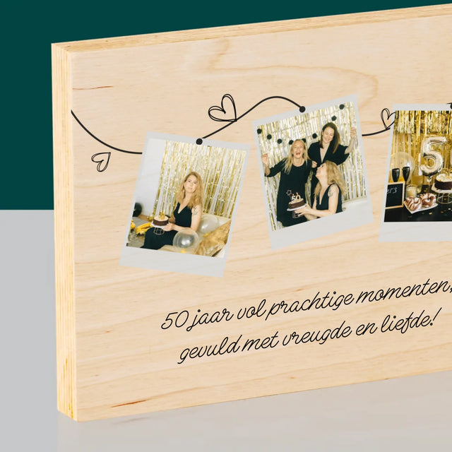 Fotocollage:  50 Jaar Vol Prachtige Momenten - Afdruk Op Hout (Horizontaal)