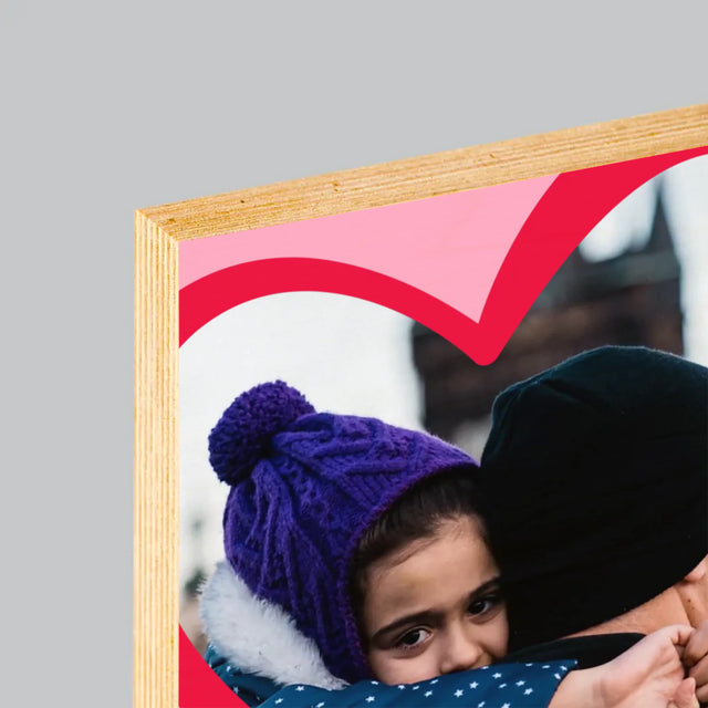 Foto En Handtekening: Valentijn Papa - Afdruk Op Hout (Horizontaal)