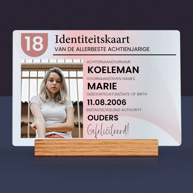 Foto En Handtekening: Identiteitskaart - Afdruk Op Acrylglas (Horziontaal)