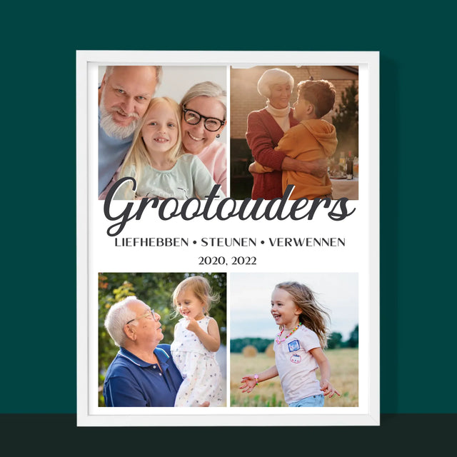 Fotocollage: Liefste Grootouders - Afdruk Met Frame 30X40
