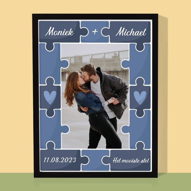 Foto En Handtekening: Puzzel + Foto  - Afdruk Met Frame 30X40