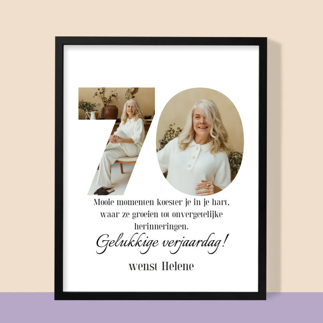 Woord Van Foto'S: 70E Verjaardag - Afdruk Met Frame 30X40