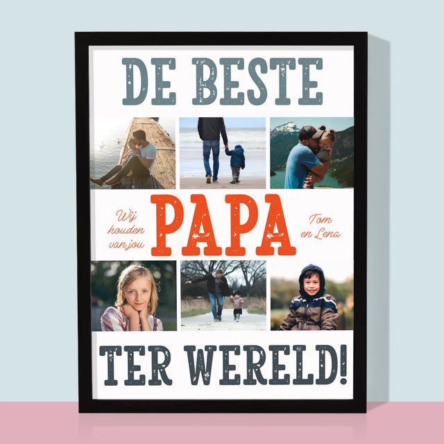 Fotocollage: De Beste Papa Ter Wereld, Foto'S - Afdruk Met Frame 30X40