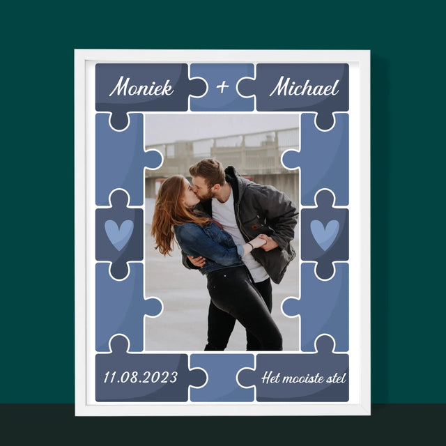 Foto En Handtekening: Puzzel + Foto  - Afdruk Met Frame 30X40