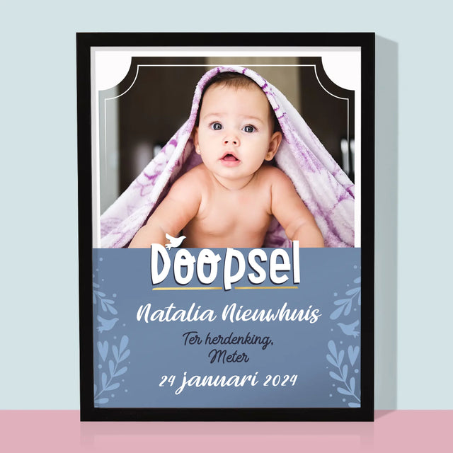 Foto En Handtekening: Doopsel - Afdruk Met Frame 30X40