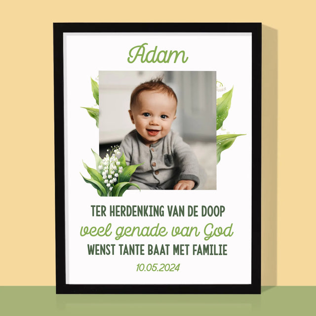 Foto En Handtekening: Ter Herdenking Van De Doop, Lelietje-Van-Dalen - Afdruk Met Frame 30X40