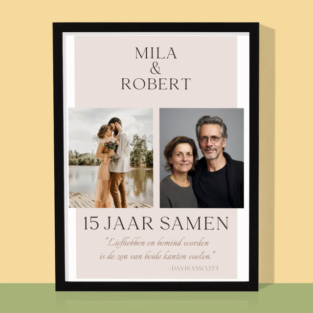 Fotocollage: Liefhebben En Bemind Worden - Afdruk Met Frame 30X40
