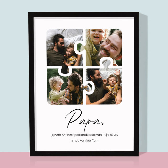 Fotocollage: Fotopuzzel, Papa - Afdruk Met Frame 30X40