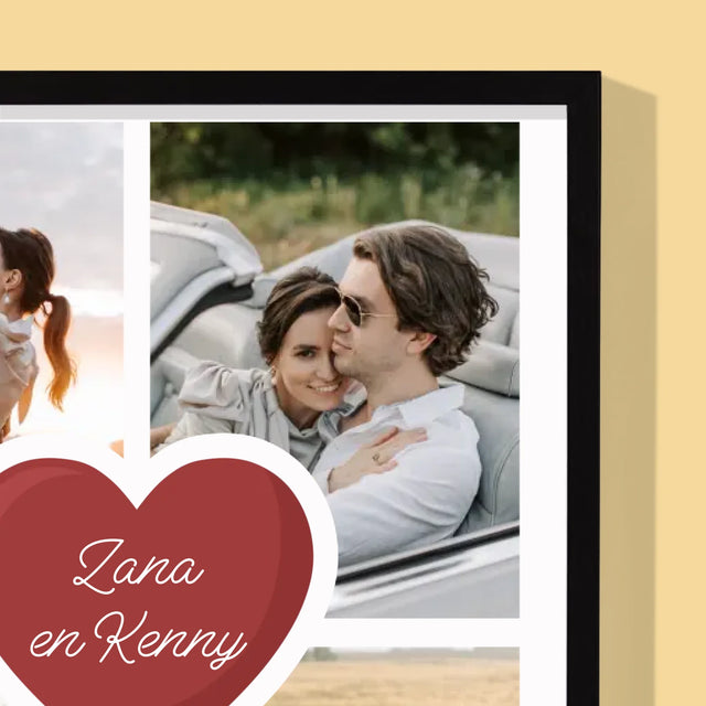 Fotocollage: 1 Jaar Samen - Afdruk Met Frame 30X40