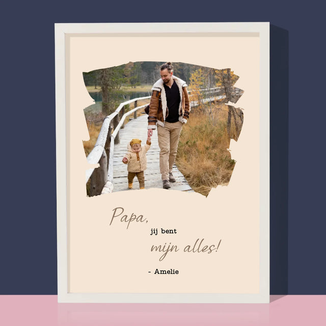 Foto En Handtekening: Kaartje Voor Papa - Afdruk Met Frame 30X40